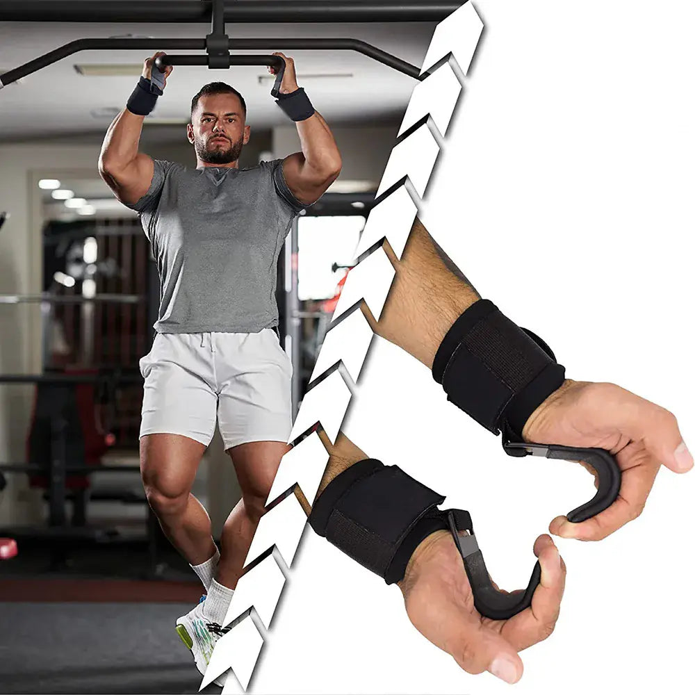 Weight Lifting Hook Grips With Wrist Wraps